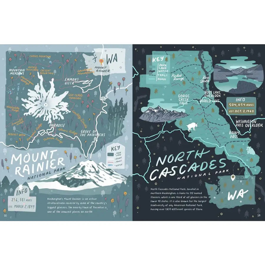 National Parks Maps: Illustrated Maps of 62 National Parks